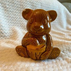 Ceramic Brown Teddy Bear Figural Honey Jar  homco retro vintage kitchen decor